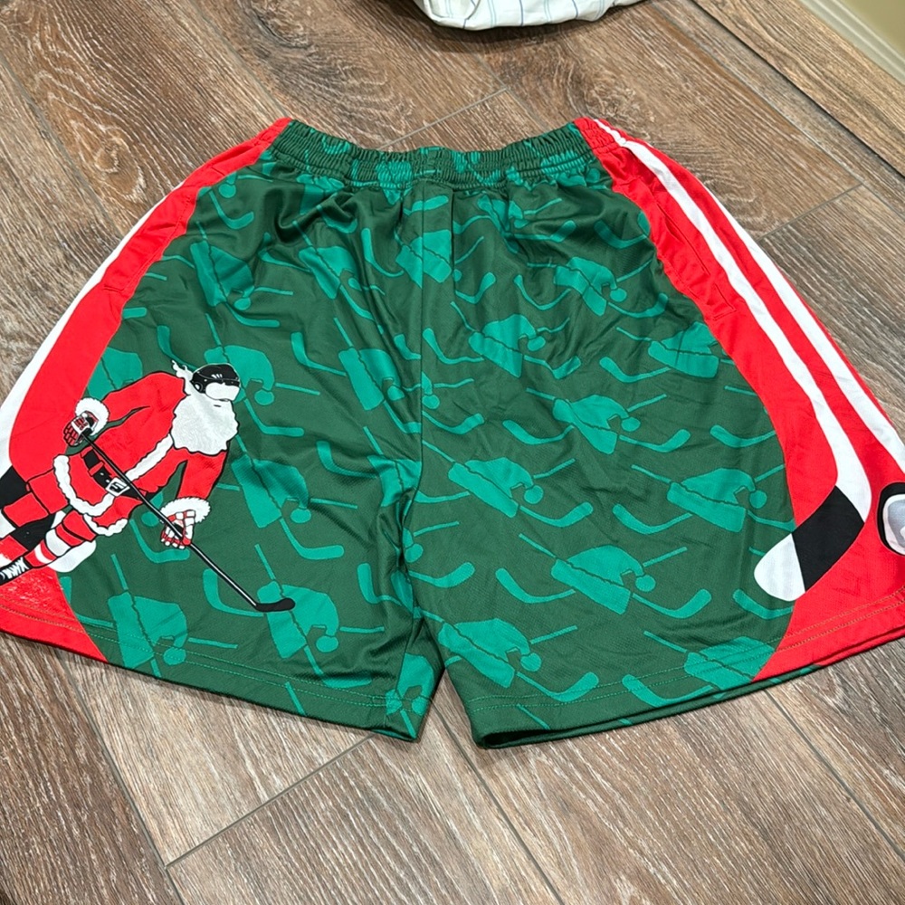 Chalktalk Christmas Santa hockey shorts adult medium